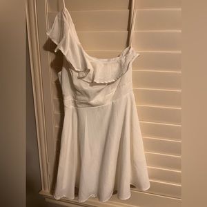 White Francesca’s One Shoulder dress